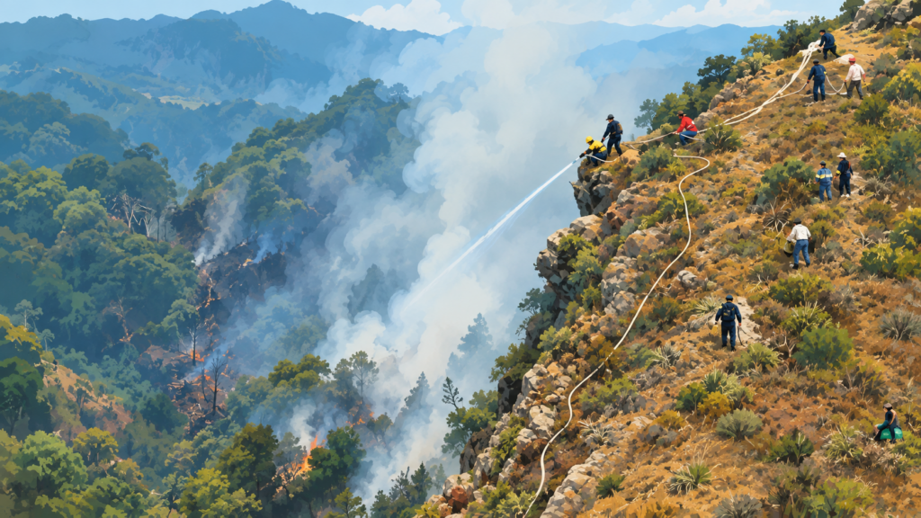 Incendio en Villa de Leyva llega al 98 % de liquidación tras casi una semana de operaciones