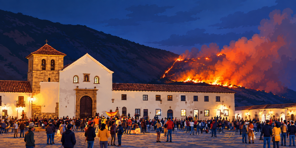 Incendio en Villa de Leyva: De La Espriella reporta 50 % de control y apoyo de la Fuerza Aérea