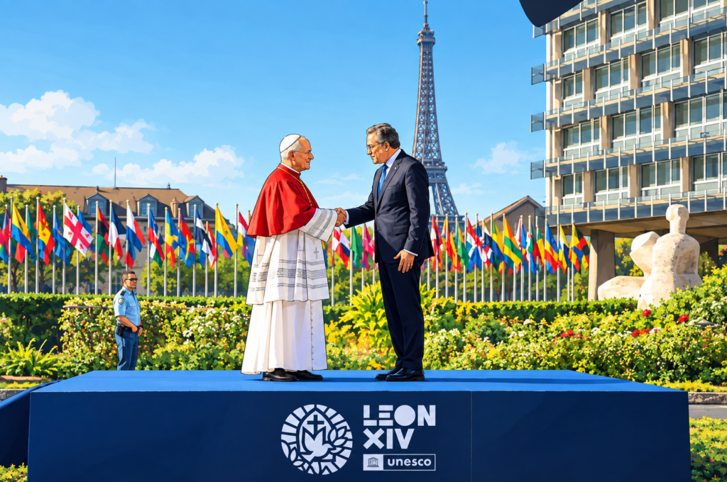 Papa León XIV llama en la UNESCO a poner la inteligencia artificial al servicio de la humanidad