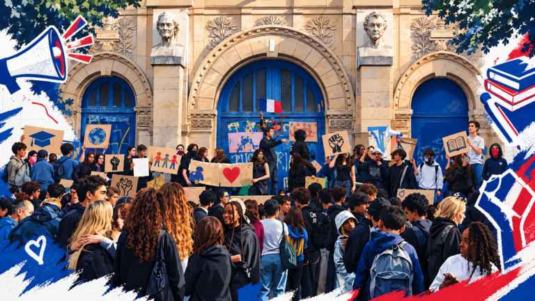 Miles de estudiantes protestan en Francia por crisis educativa y violencia policial